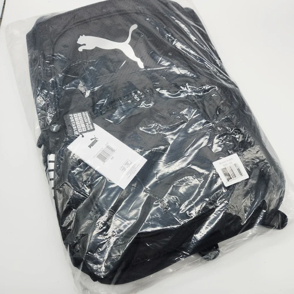 PUMA Evercat Contender Backpack Black Silver 19x12.5x6.5 School Laptop Bag New